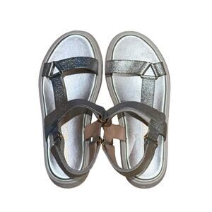 Stuart Weitzman Silver Glitter Platform Sandals Women's US 8.5 C